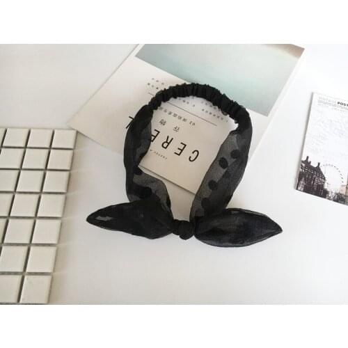 Lovely wave rabbit ears black lace hair with wild female wild sweet face band elastic headband