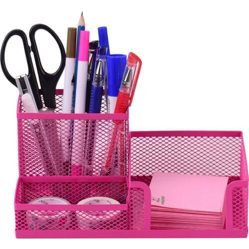 Multi-functional 3 Storage Desk Organizer Mesh Metal Pen Holder Stationery Container Storage for Office Home Supplies