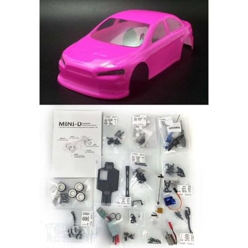 FTRC 1/28 MINID KIT AWD Chassis Body Shell Motor ESC For DIY Lancer EVO Drift Racing RC Car Model THZH1112-SMT5