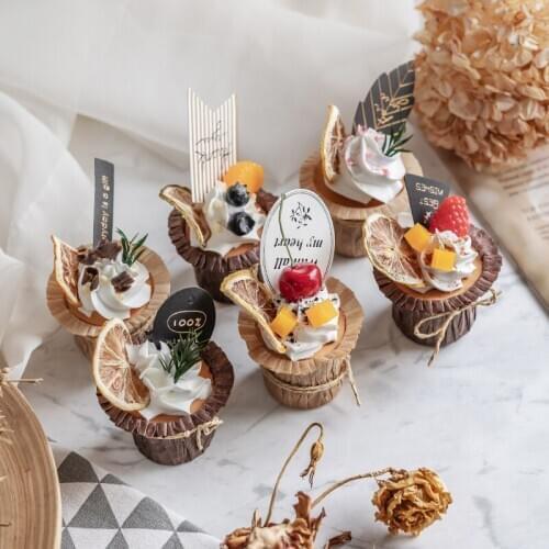 Simulation cupcake model cream fake fruit cup cake dessert table window decoration layout shooting props