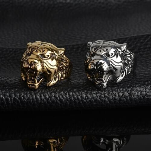 Punk Personality Mens Tiger Ring Mens Exquisite Animal Jewelry Titanium Steel Ring US size:7-13 Drop Shiping