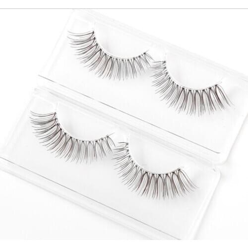 Pure hand-grinding false eyelashes black and brown two pairs B02 imported fiber transparent fish silk stalk cross eyelashes