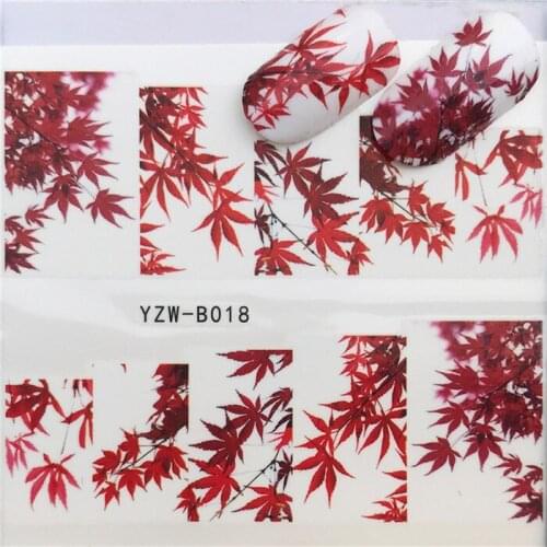1 sheet DIY Nail Art Water Transfer Stickers Maple Leaf slider adhesive Watermark Decals Women Beauty Wedding Nails
