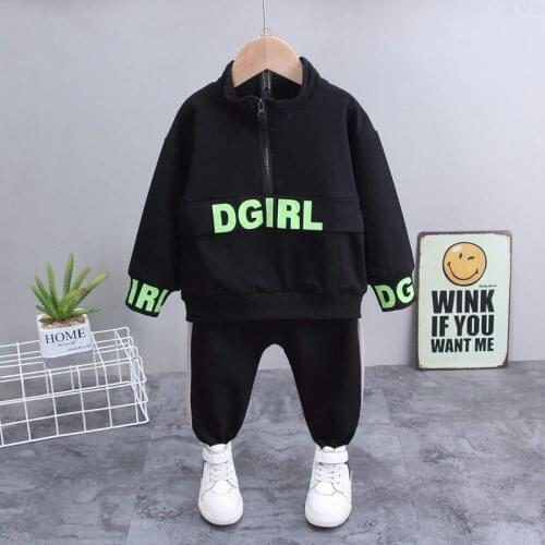 2021 New Casual Autumn Fashion Loose Long Sleeve Sweatshirt Sweatpants 2 Piece Suits For Childrens Clothing Baby Boy Tracksuit