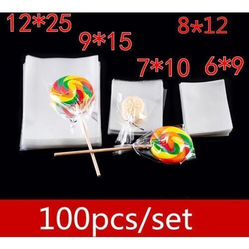 100p 6x9 7x10 8x12 9x15 Transparent Candy Bags Flat Open Plastic Bags Birthday Cookie Lollipop Gift Packaging Bags baby shower77