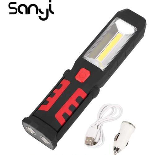 SANYI LED Work Lamp USB Rechargeable Inspection Flashlight 3 Modes Magnetic Hook Emergency Torch Lantern For Working,Repairing