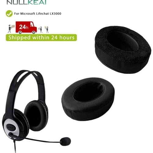 NULLKEAI Replacement Thicken Leather Velvet Earpad For Microsoft Lifechat LX3000 Headphones High Quality Earmuff Headband
