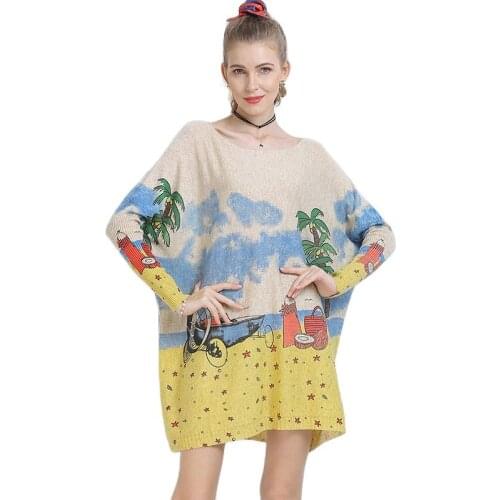 ARCSINX Print Womens Sweater Big Size 7XL 8XL 9XL 10XL Long Sleeve 5% Wool Knitwear Woman European Women Pullover 4XL 5XL 6XL
