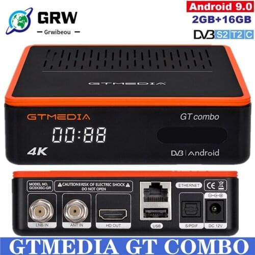 2021NEW GTMEDIA GT Combo 4K 8K Android 9.0 Smart TV BOX DVB-S2 T2 Cable Satellite Receiver Ccam Built In Wifi Support Europe Box