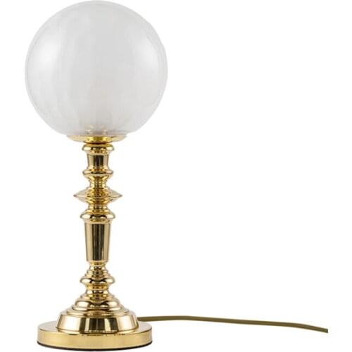 Vintage nostalgic gold table lamps study decorated tabletop frosted glass ball brass desk lights bedroom bedside lamps fixtures