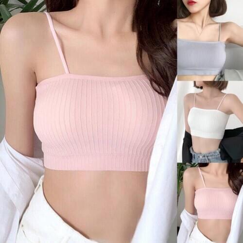 Women Padded Bras Seamless Crop Top Sleeveless Vest Tube Tops Lady Black White Bandeau Crop Tube Top Bra Vest Femme Underwear