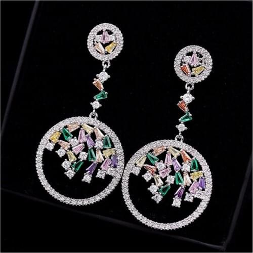 Luxury White Gold Earring Korean Tassel Vintage Tree of Life Long Dangle Earrings for Women 2021 Engagement Wedding Fine Jewelry