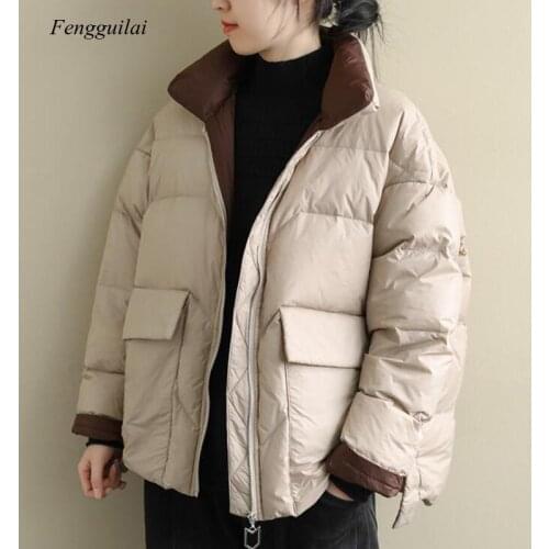 Winter Oversize Coat Women Thick Short Casual Jackets Autumn Fashion Slim Pocket Puffer Parkas