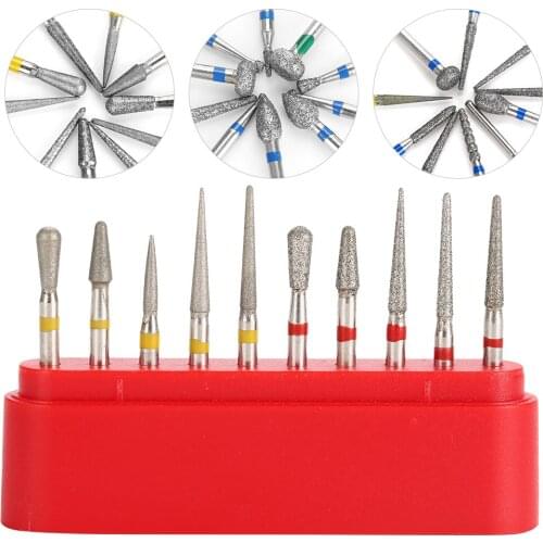 10pcs Dental High Speed Bur Diamond Polishing Tooth Preparation Bur Dental Equipment