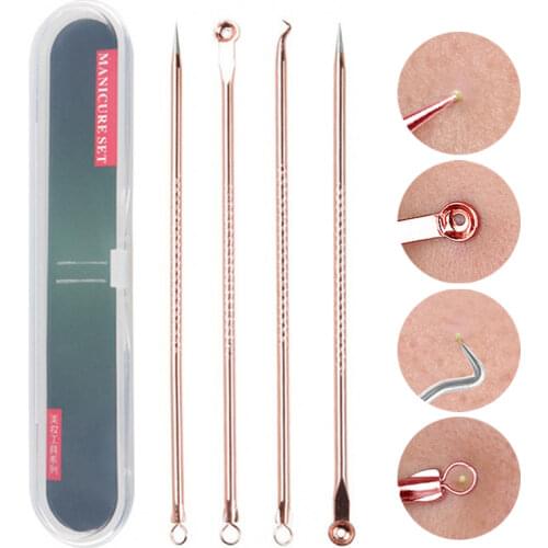 4Pc Acne Treatment Needles Tools Kit Dual Heads Face Pimple Spot Comedone Extractor Acne Remover Pore Cleansing Beauty Skin Care