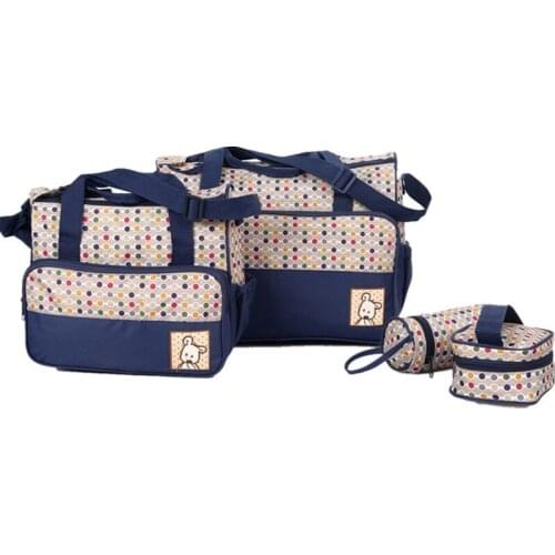 5pcs/set Mother Baby Bags Multifunctional Waterproof Diaper Messenger Mummy Bags Polka Dot Maternity Bag For Babys