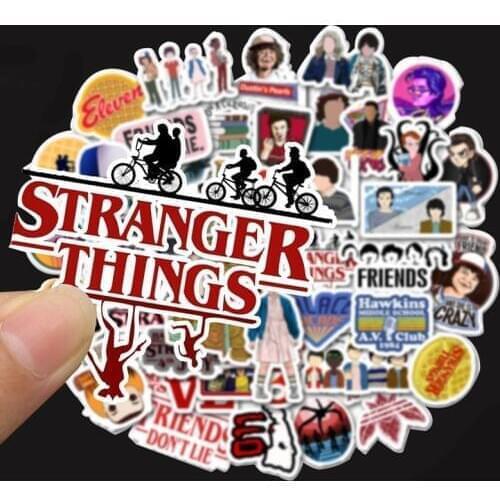 50Pcs Horror Stranger Things Bike Stickers Set Waterproof DIY Brooch Skateboard Suitcase Car Scooter Wheel Cool Toy PVC Sticker
