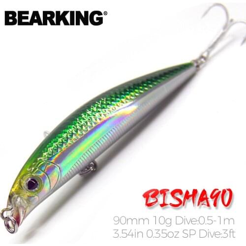Bearking Retail fishing lures, floating minnow,penceil bait size 90mm 10g,magnet inside,dive 0.5m hard bait swimbait