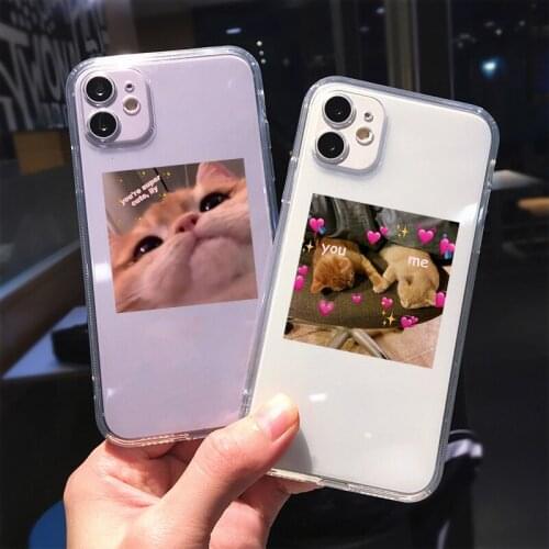 Cute Cat Pattern Clear Phone Case For iPhone XS MAX 11 12 Pro XR 7 SE 2020 X 8 6s Plus Cartoon Animal Soft Silicone Cover Fundas