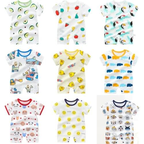 Newborn Infant Baby Romper Summer Unisex Short-Sleeve Cotton Print Soft Jumpsuit Toddler Girl Boy Clothes 0-24Months