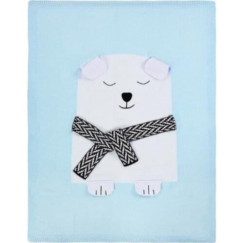 Baby Blanket White bear Animals Pattern Blanket Soft Warm Wool Swaddle Kids Bath Towel Play Mat Infant stroller blankets