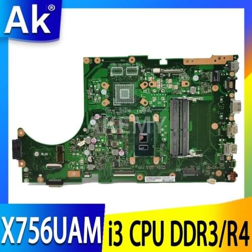 For ASUS X756UAM X756UAK X756UA Mainboard Motherboard i3 CPU GMA GPU DDR3 90NB0A00-R00040