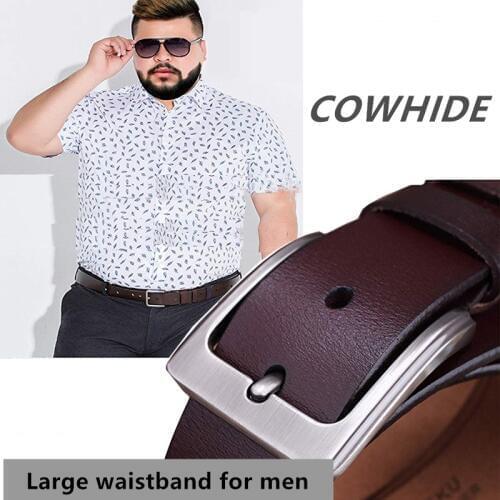 Man Plus Size Belt Cowhide Leather 150cm Obesity Waistband Alloy Buckle 3.8CM Men Jeans Belts Lengthened Size 130cm 140cm 160cm