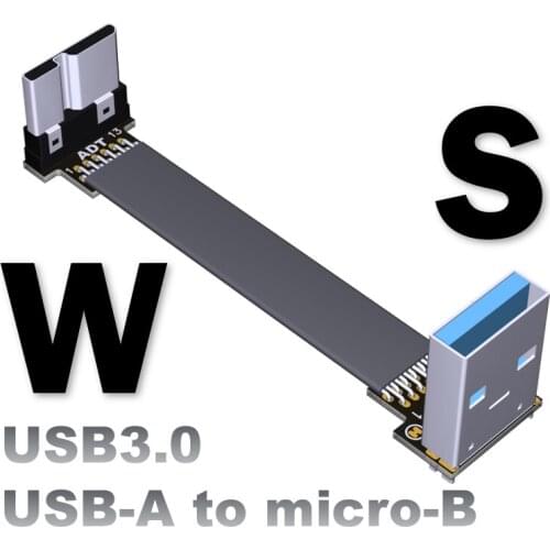 Shielded USB 3.0 Flat Ribbon FFC USB3.0 USB A To Micro B Adapter Converter Cable Male To Male Male To Female Support 3A 5G/bps