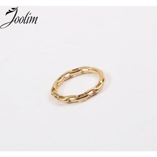 Joolim High End 18K Gold PVD Simple Geometric Rings for Women Stainless Steel Jewelry Wholesale