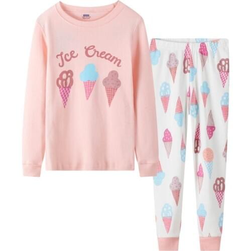 Jumping meter New for Autumn Winter Girls Pyjamas Cotton Ice Cream Baby Long Sleeve Sleepwear Fashion Children Outfits Sets