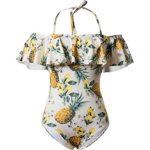 Julysand Swimwear Woman Lovely One Piece Swimsuit Lady Off-the-shoulder Pineapple Printed Batjing Suit Women Sexy Swimwear
