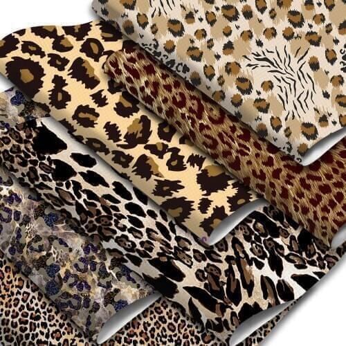 Leopard Pattern Printed Faux Leather Sheets Synthetic Leather Fabric Roll for DIY Earrings Hair Bows Pouches Handbags Crafts