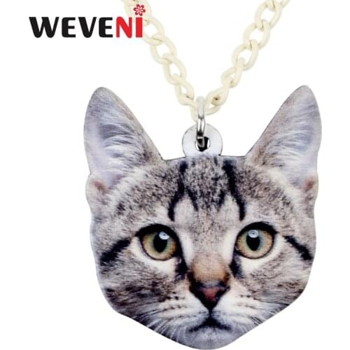 WEVENI Acrylic Trendy Fashion Cat Necklace Pendant Chain Choker Bijoux Jewelry For Women Girls Collier Cheap Gift Bulk Wholesale