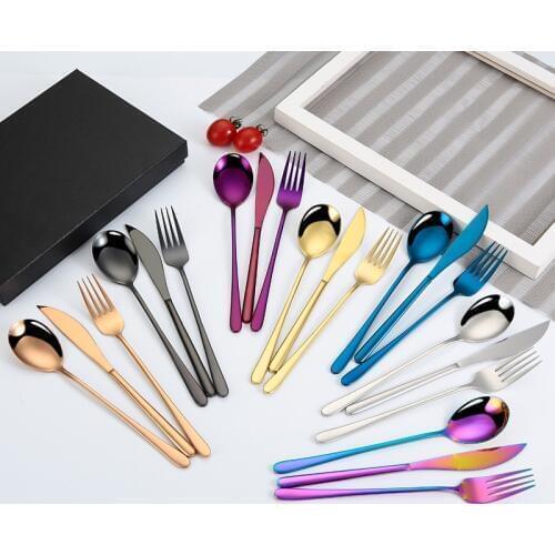3PCS Cutlery Dinnerware Set Fork Spoon Knife Siverware Set Tableware Stainless Steel Flatware Couverts De Table Travel Utensils