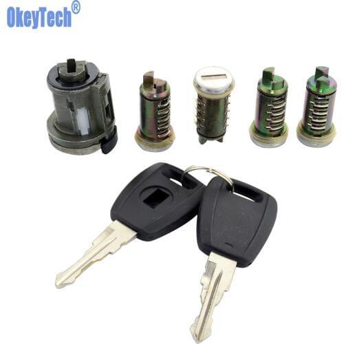 OkeyTech Car Styling Replacement Auto Door Ignition Trunk Lock Barrel Cylinder GT15R Blade for Fiat Lock Set With 2 Keys