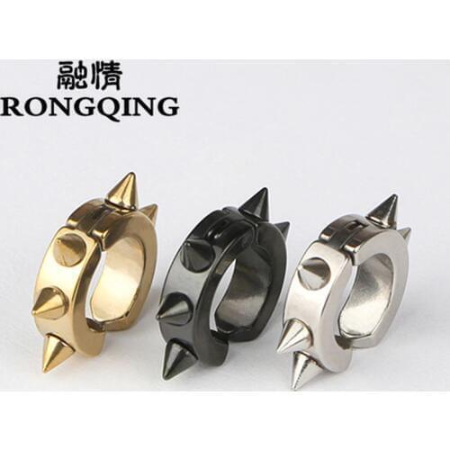 RONGQING 10Pairs/lot Cool Thorns Earrings for Men No Piercing Ear Cuff Punk Jewelry Gifts
