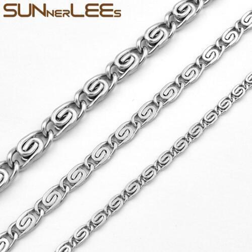 SUNNERLEES Jewelry Stainless Steel Necklace 1.5mm~5mm Snail Style Link Chain Silver Color Mens Womens SC03 N