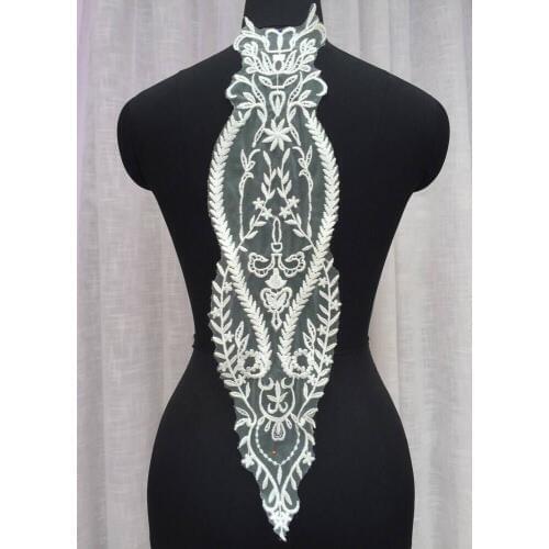 Vintage Style Ivory Lace Applique Lace Flower Sewing Trims Wedding Decoration 56*13.5cm Lace Trim Dress DIY Lace Accessories