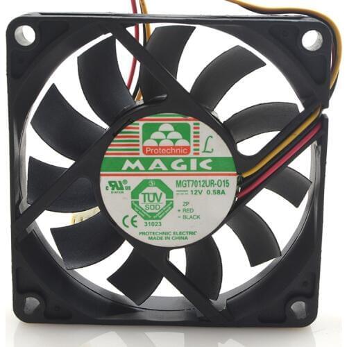 MAGIC MGT7012UR-O15 Server Cooling Cooling Fan DC 12V 0.58A 70x70x15mm 3-wire