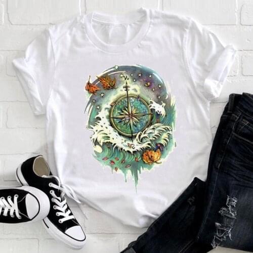 Women Clothing Watercolor Vintage Aesthetic 90s Fashion Short Sleeve Summer Clothes Print Tshirt Female Tee Top Graphic T-shirt