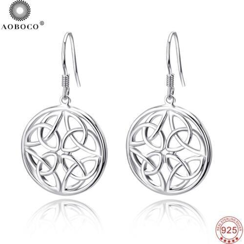 Earrings Woman 925 Sterling Silver Triquetra Trinity Knot Hook Earrings for Women fine Jewelry Drop Shipping Gift GNE10223