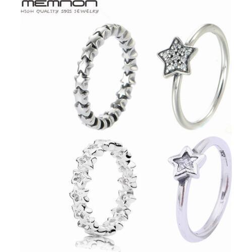 New Winter collection Silver Star Ring 925 sterling silver jewelry Rings For Women Engagement wedding Ring anillos RIP050