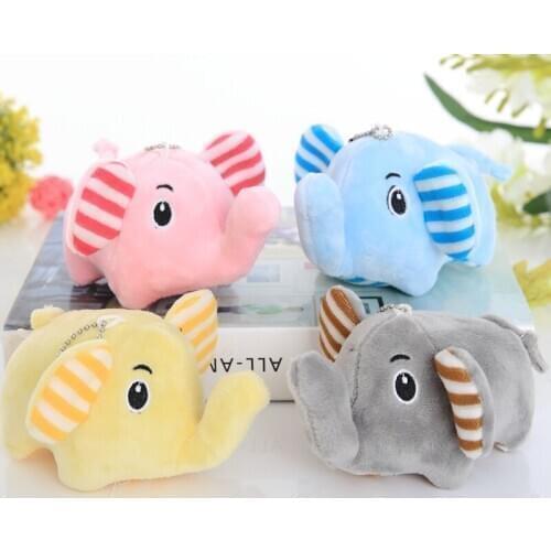 10PCS 12cm Colorful Elephant Favorite Bag Decoration Plush Mini Pendant Keychain Doll Ring Soft Toy