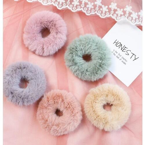 100pcs/lot DIY Simple Multi Rabbit Fur Hair Bands Elasticity Seamless Headropes Styling Tools Accessories HA1460