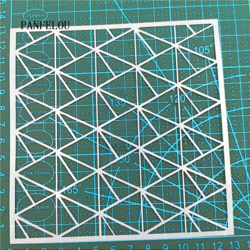 13*13cm puzzle geometry scrapbook stencils spray plastic mold shield DIY cake hollow Embellishment printing lace ruler valentine