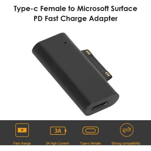 15V/3A USB C PD Fast Charging Plug Converter for Microsoft Surface Pro 3 4 5 6 7 Surface Book Type C Power Adapter Connector