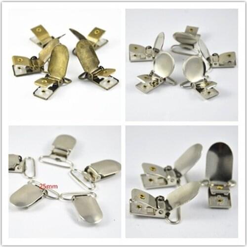 30 Pcs Metal Suspender Pacifier Holders Clips With Plastic Craft Oval Round Rectangle Ring inner 15 mm 20 mm 25 mm 30 mm 35 MM