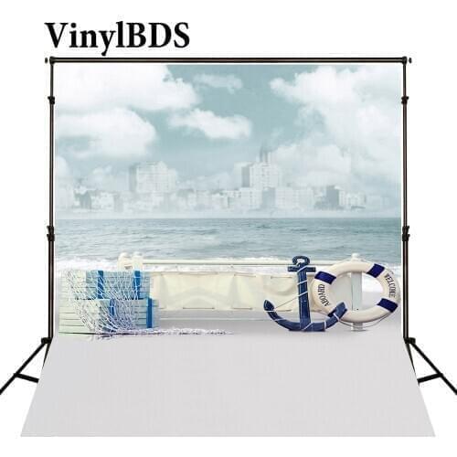 VinylBDS 8x8ft Scenery Beach Photography Backdrops Nature Sea Backdrop Newborn Bokeh Modern City Backdrops for Photo Studio