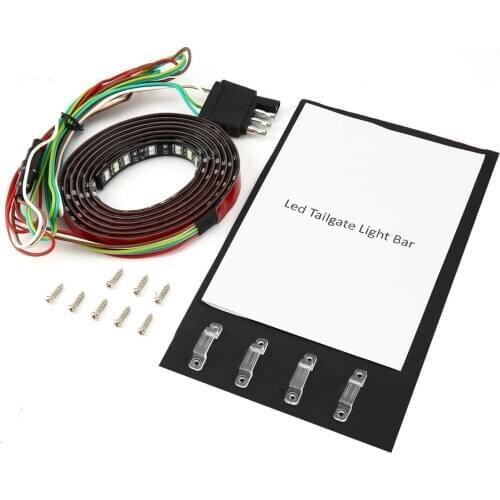 60 Inch Double LED Tailgate Side Bed Light Bar Strip Sequential Amber Turn Signal Red/White Reverse Stop for Pickup SUV