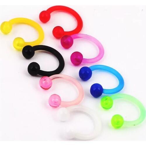 9pcs/lot Fashion Stainless Steel black blue Color Nose Open Hoop Ring Earring Body Piercing Nose Studs Women Jewelry Party gift